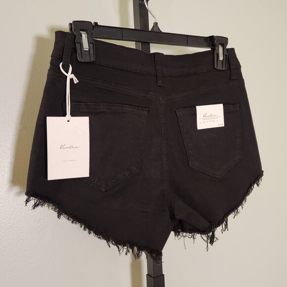 KANCAN NWT High Rise Distressed Black Denim Shorts, Size 9 - Picture 10 of 13